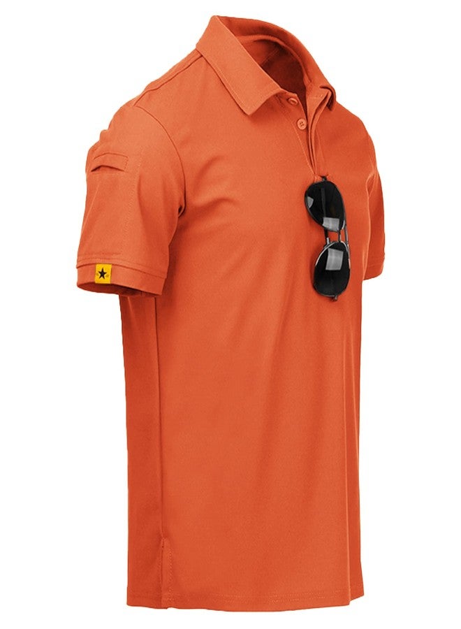 ZITY Mens Polo Shirt Short Sleeve Sports Tactical T-Shirt Athletic Golf Polos Daily Casual Stylish Collared Shirts for Men Orange XX-Large - Image 1